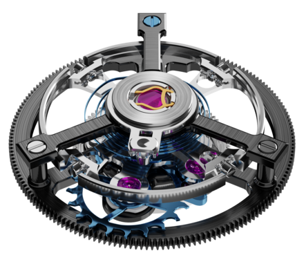 In-house-flying tourbillon-cage-with silicon-escapement-made in Switzerland