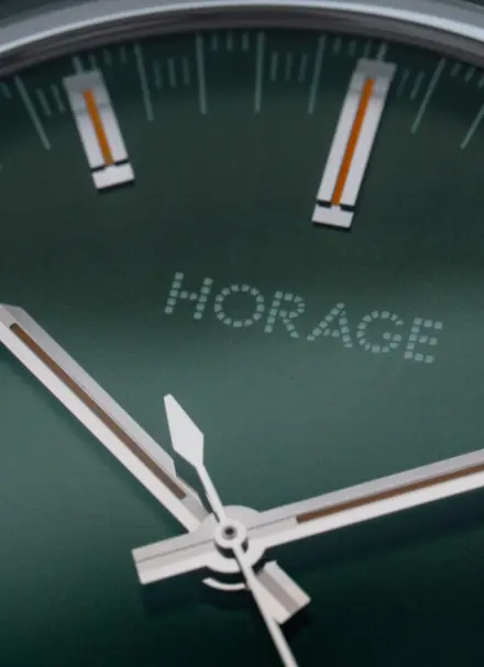 Superjust Forest Green sunray dial close-up